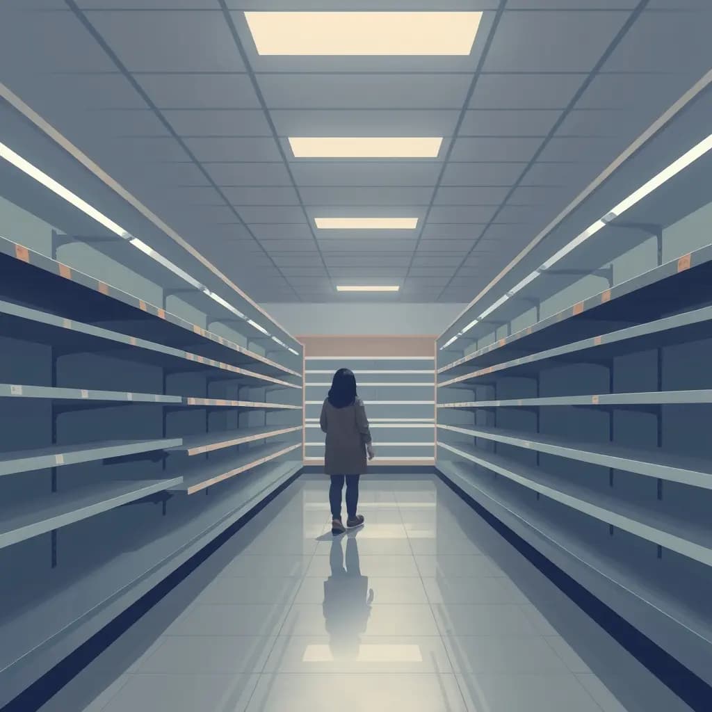 Dream illustration: Walking through a supermarket with empty shelves