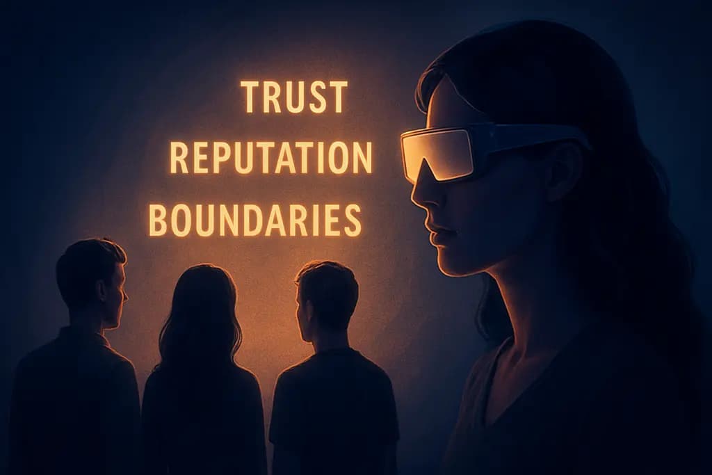 Dream illustration: Wearable AR glasses revealing hidden text on people