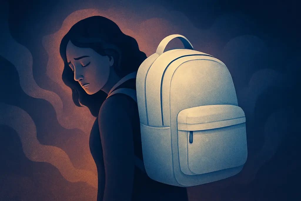 Dream illustration: white backpack weighing me down in dream