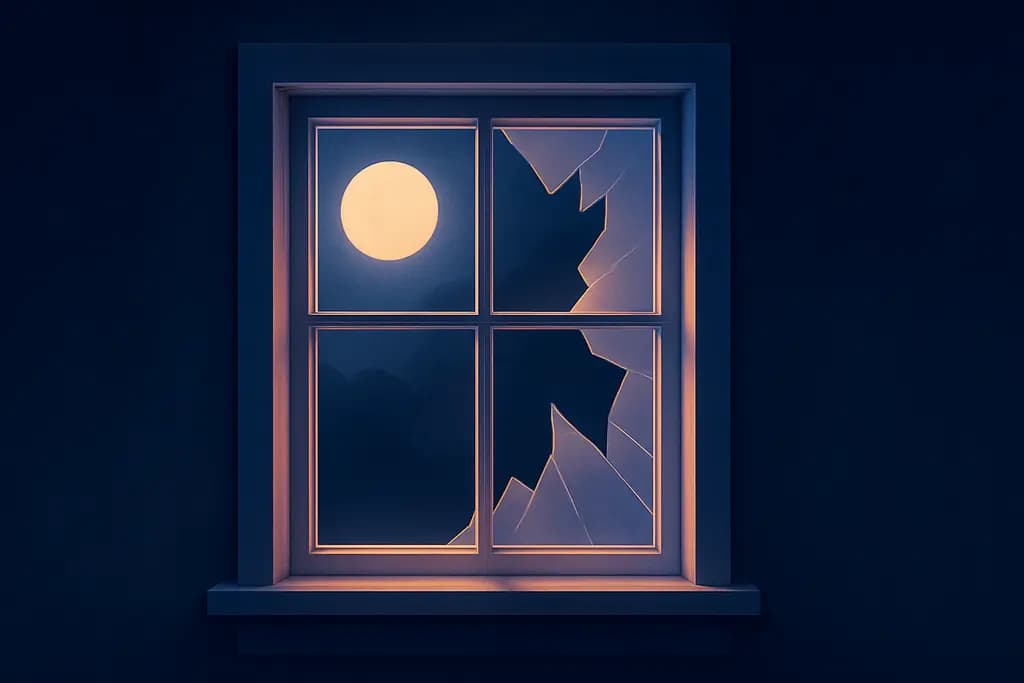 Dream illustration: white broken window