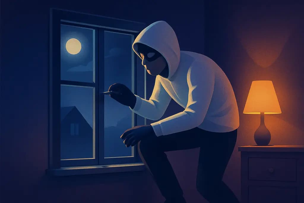 Dream illustration: white burglar breaking into house dream