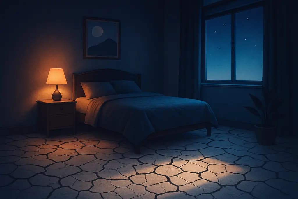 Dream illustration: white dry cracked earth in my house dream