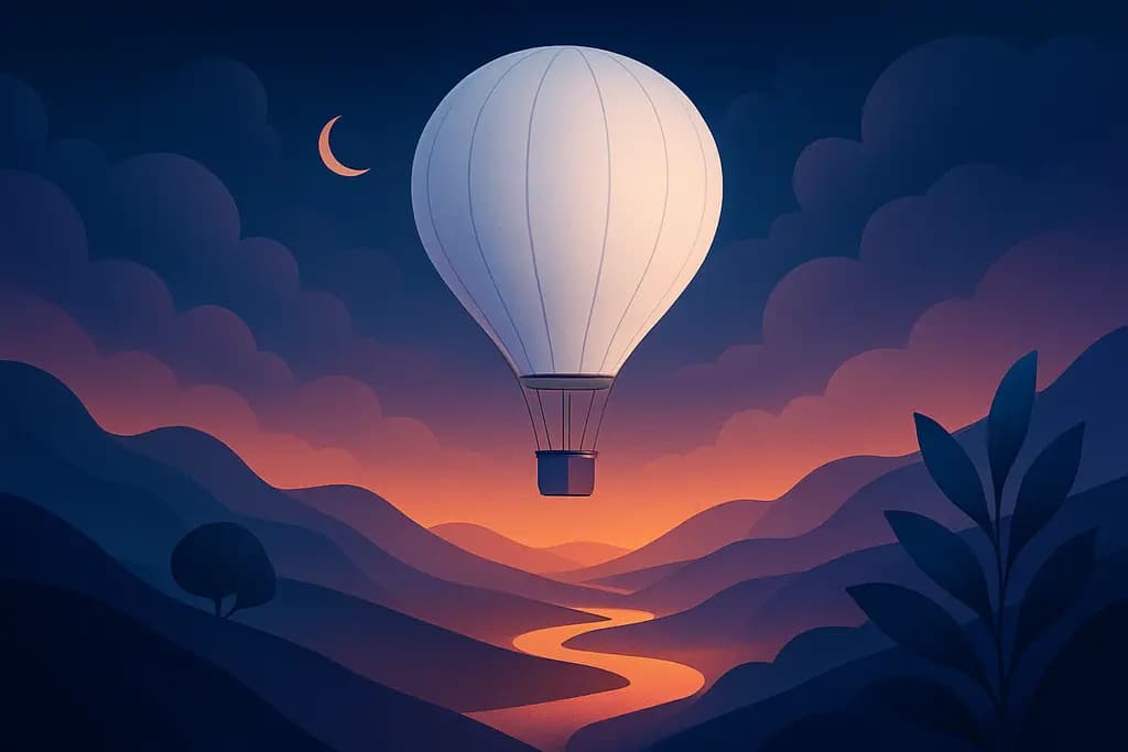 Dream illustration: white hot air balloon ride