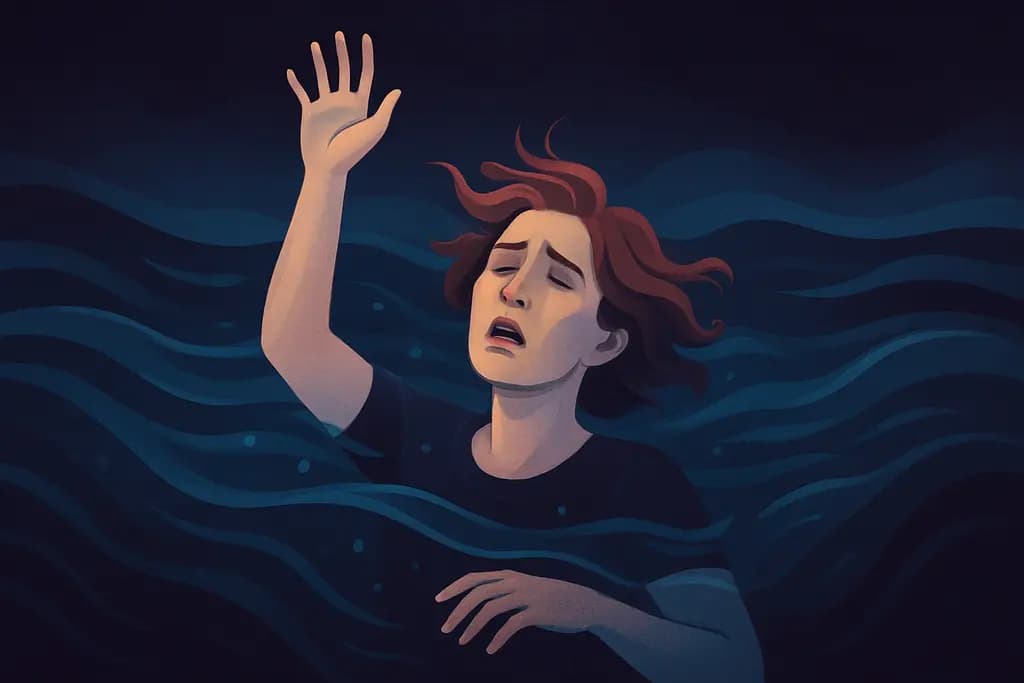 Dream illustration: white person drowning in my dream