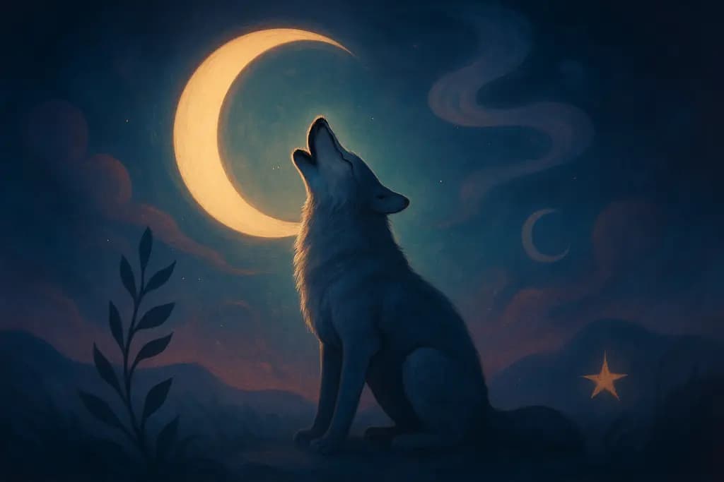 Dream illustration: Wolf howling