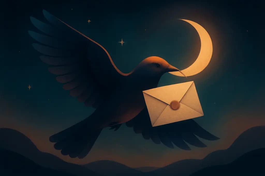Dream illustration: A bird delivering a message