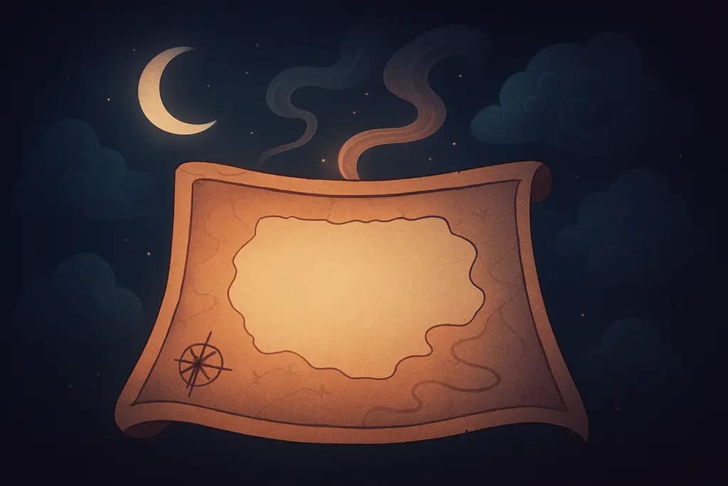 Dream illustration: A blank map with empty spaces