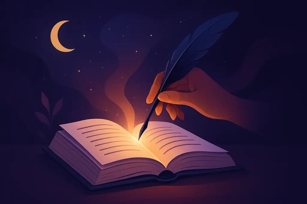 Dream illustration: A book that writes itself about your day