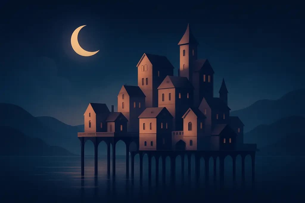 Dream illustration: A city built on stilts