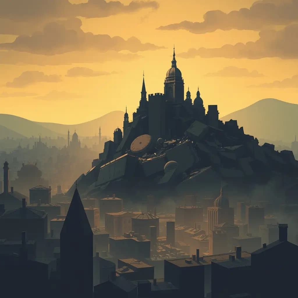 Dream illustration: A city crumbling