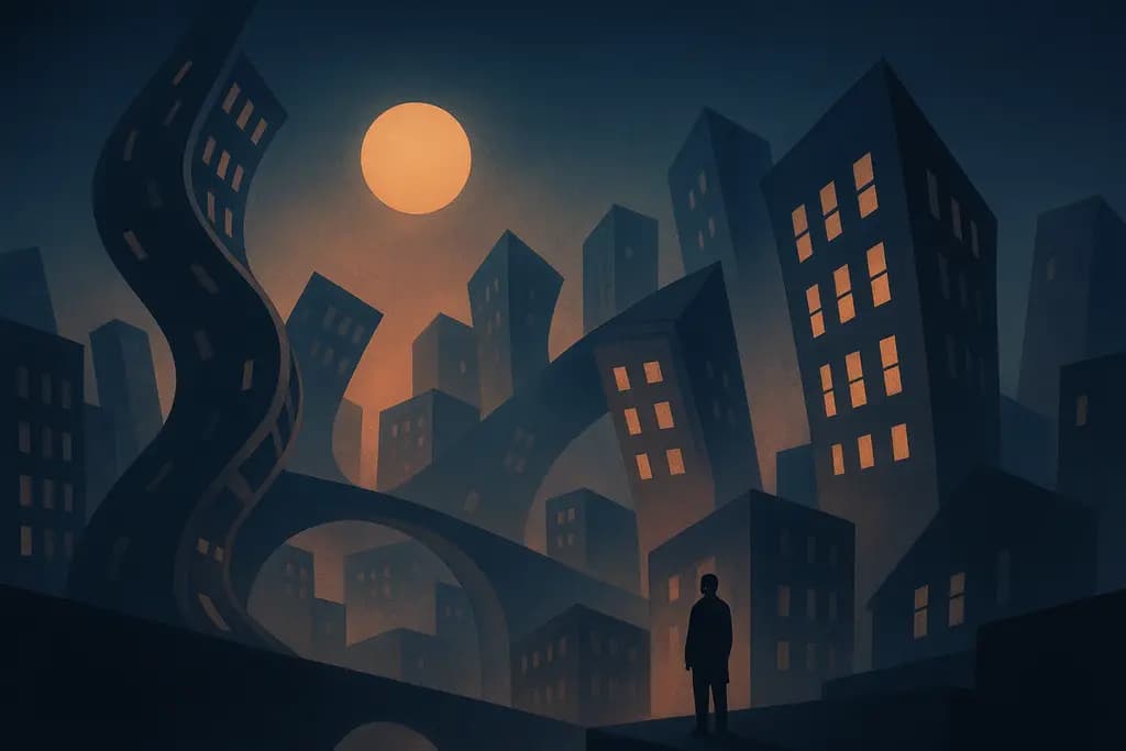 Dream illustration: A city where gravity shifts