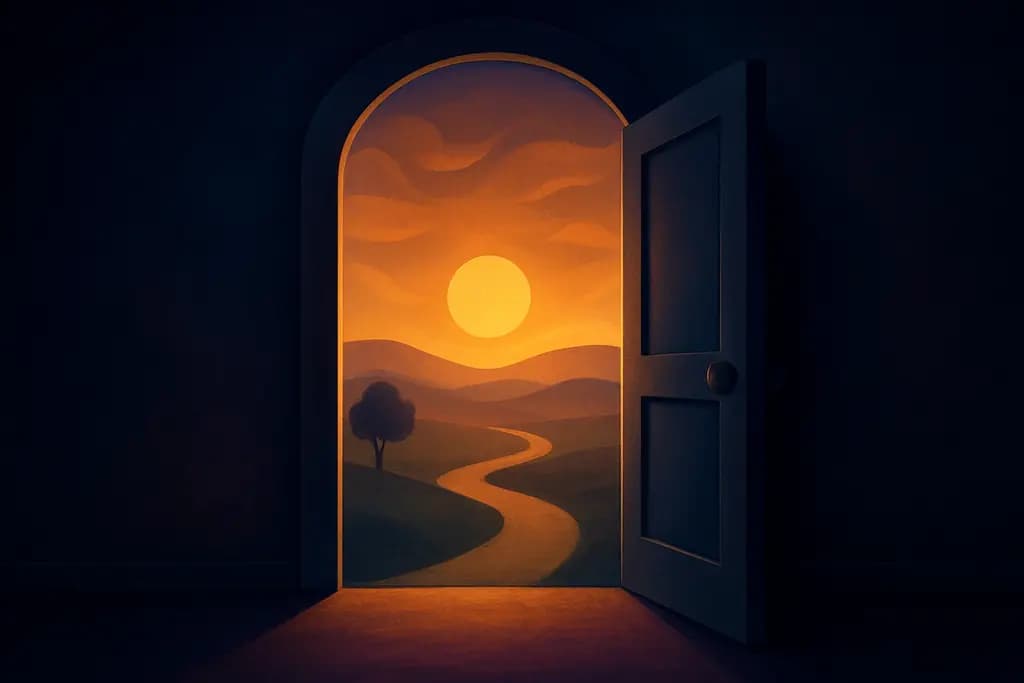 Dream illustration: A door that opens into yesterday