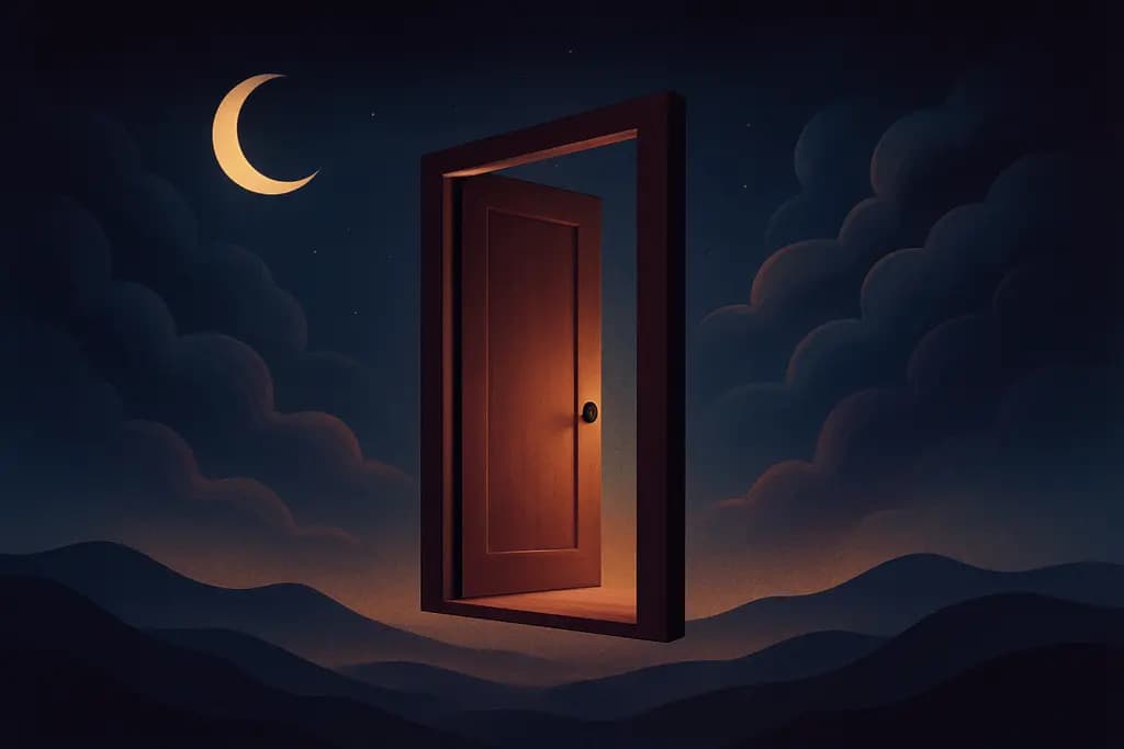 Dream illustration: A floating doorway midair