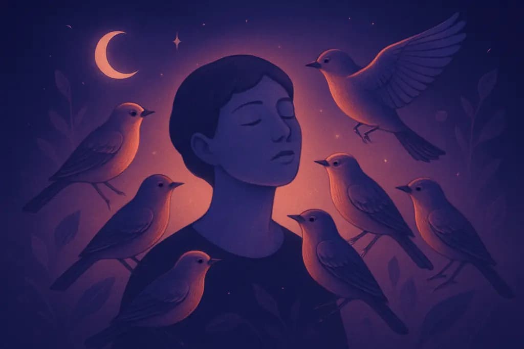Dream illustration: A flock of songbirds surrounding you