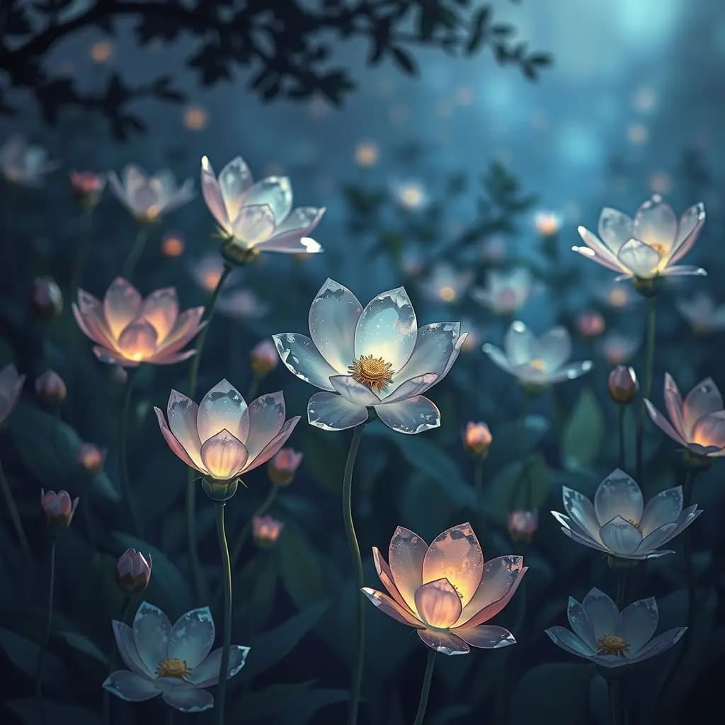Dream illustration: A garden full of glass flowers