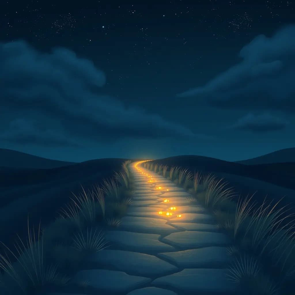 Dream illustration: A glowing pathway at night