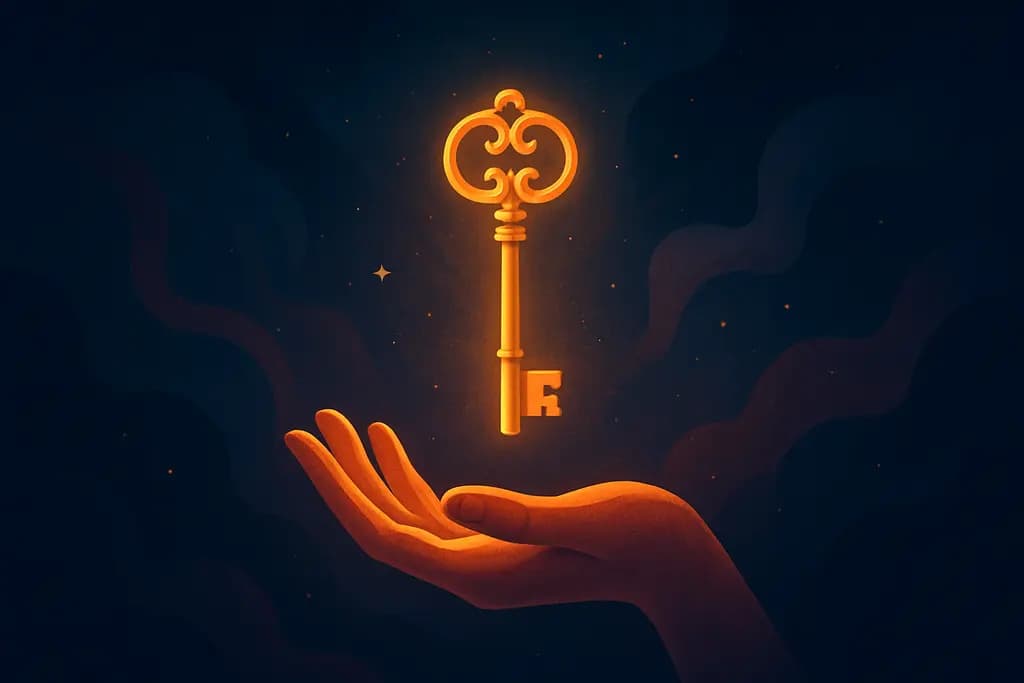 Dream illustration: A golden key hovering above your hand
