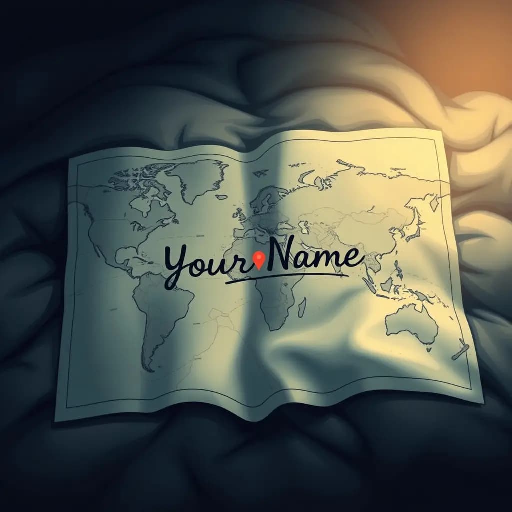 Dream illustration: A map with your name marked on it