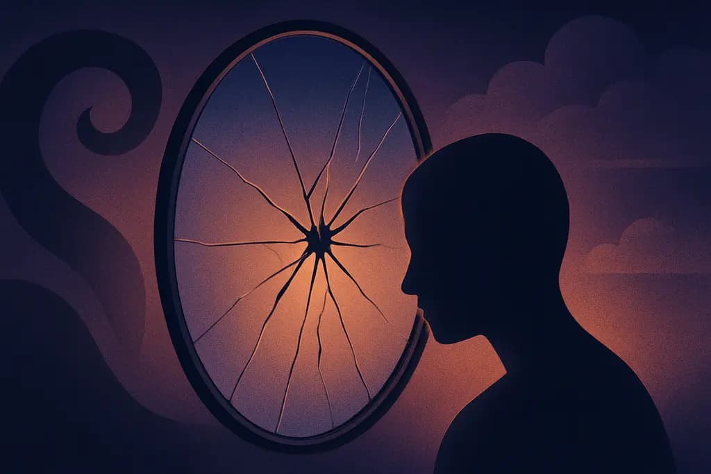 Dream illustration: A mirror cracking or spidering