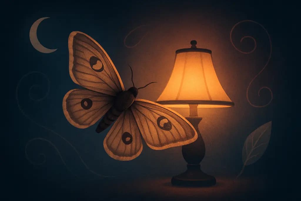 Dream illustration: A moth circling a lamp