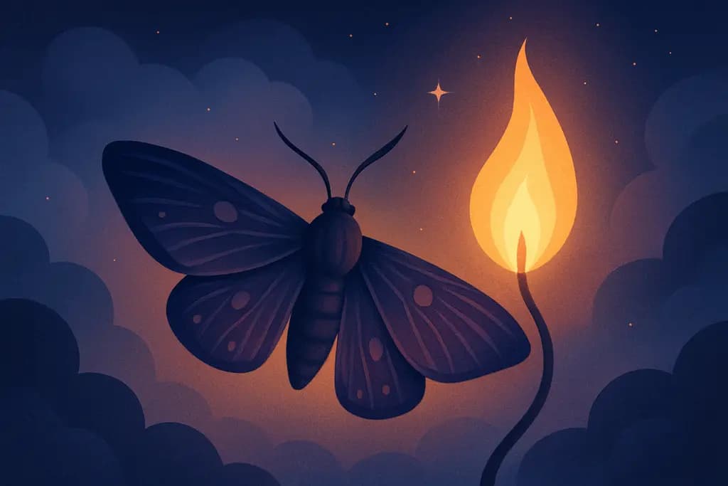 Dream illustration: A moth drawn to a flame