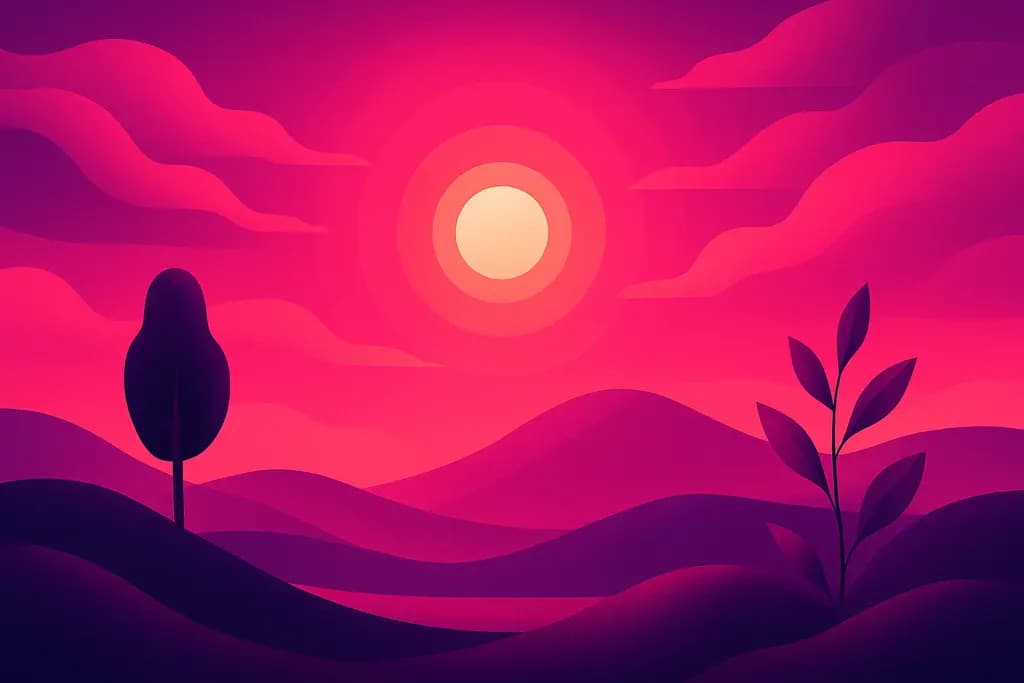 Dream illustration: A neon pink sky at noon