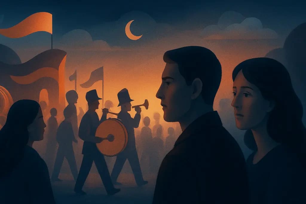 Dream illustration: A parade passing by with strangers
