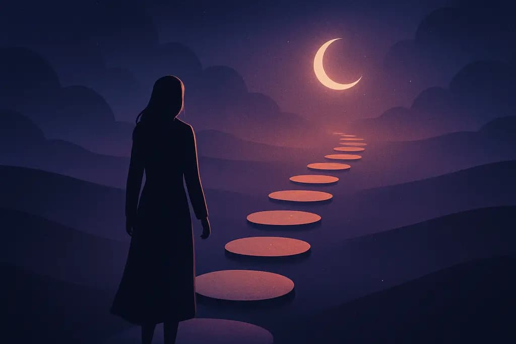 Dream illustration: A path of stepping stones that vanish behind you