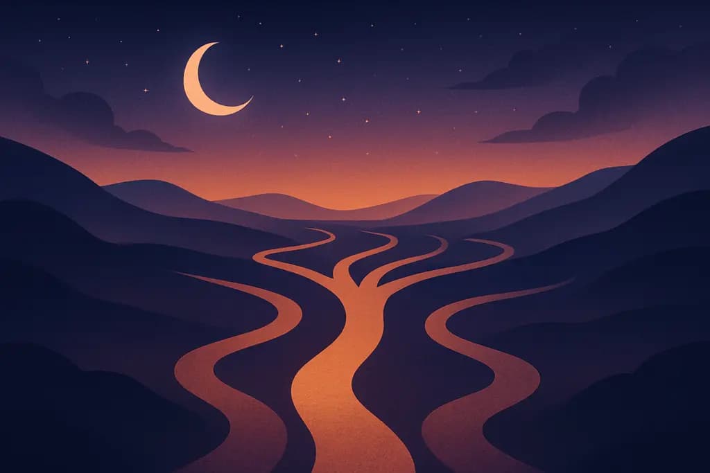 Dream illustration: A path that splits into many choices