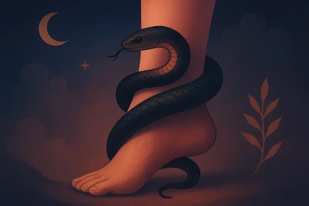 Dream illustration: A snake coiled around your ankle