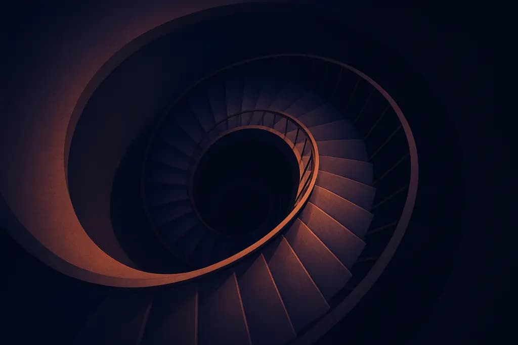 Dream illustration: A spiral staircase descending infinitely