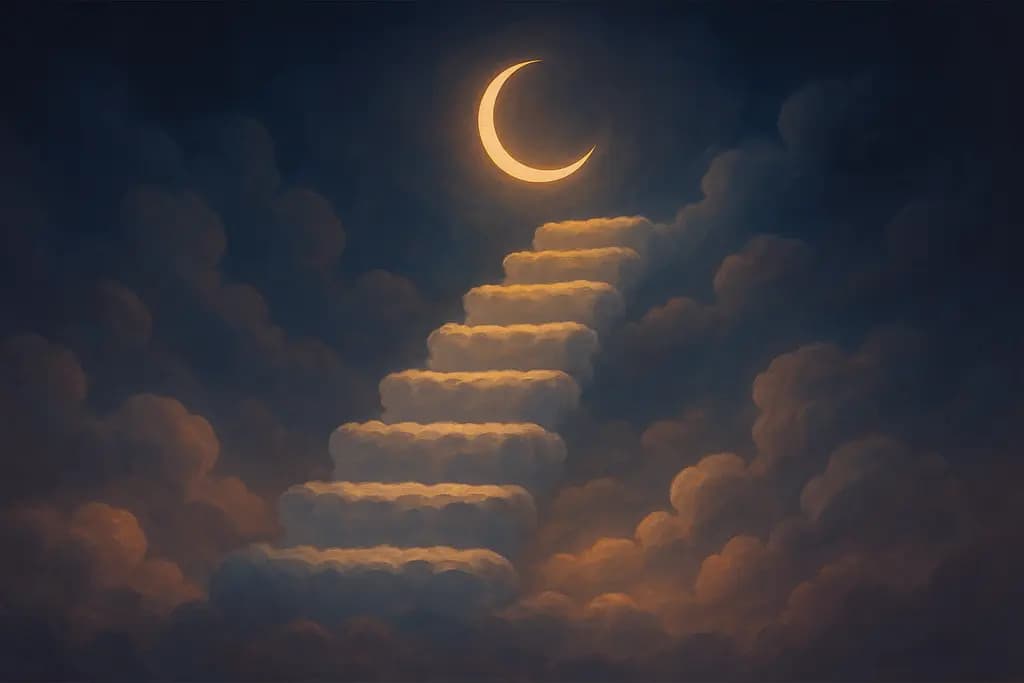 Dream illustration: A staircase made of clouds