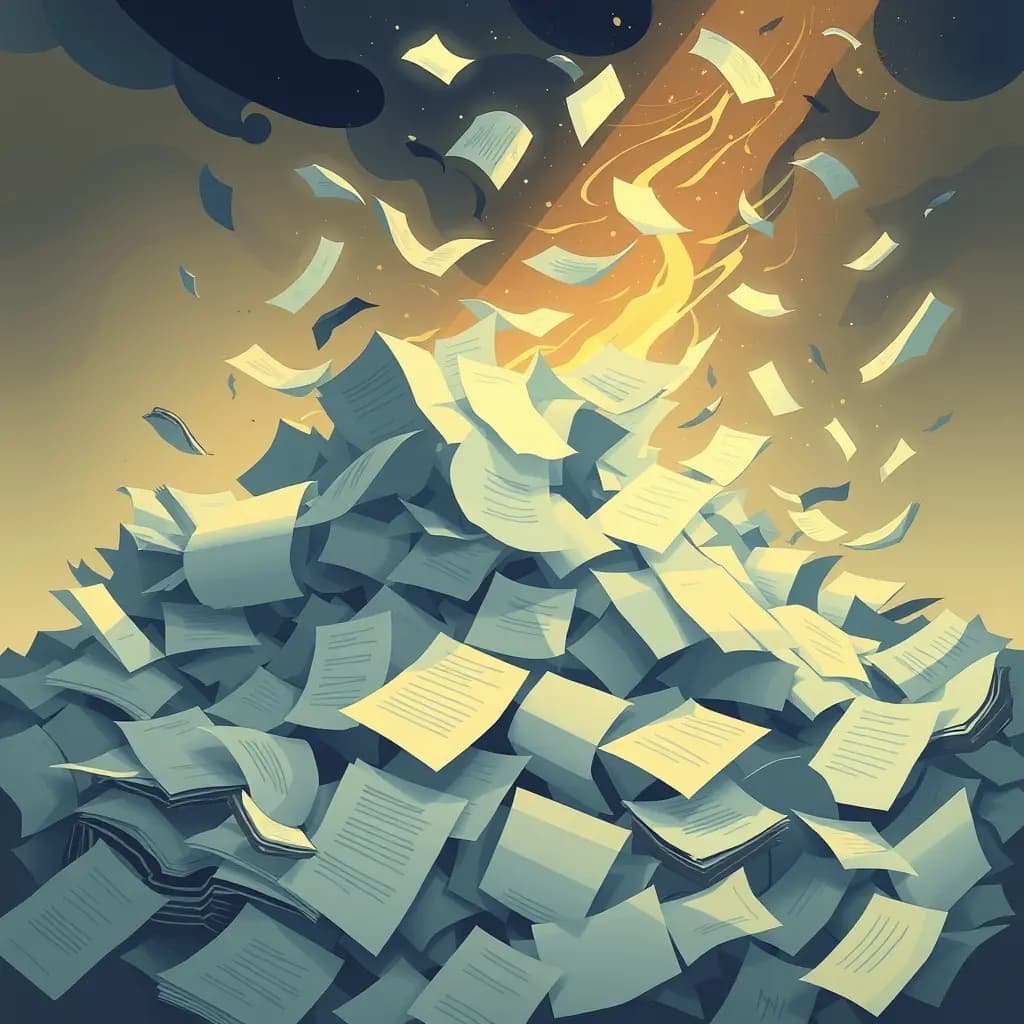 Dream illustration: A storm of paper