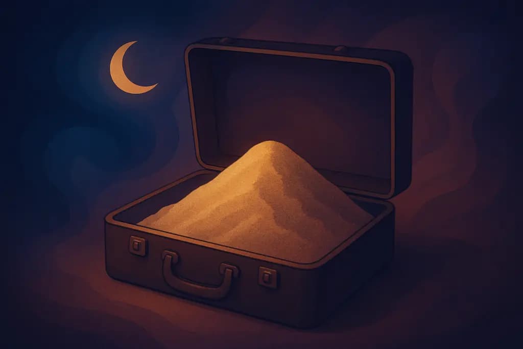 Dream illustration: A suitcase filled with sand