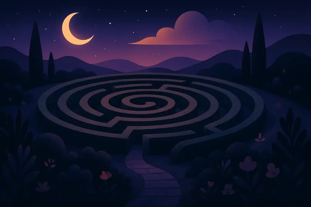 Dream illustration: A winding garden maze