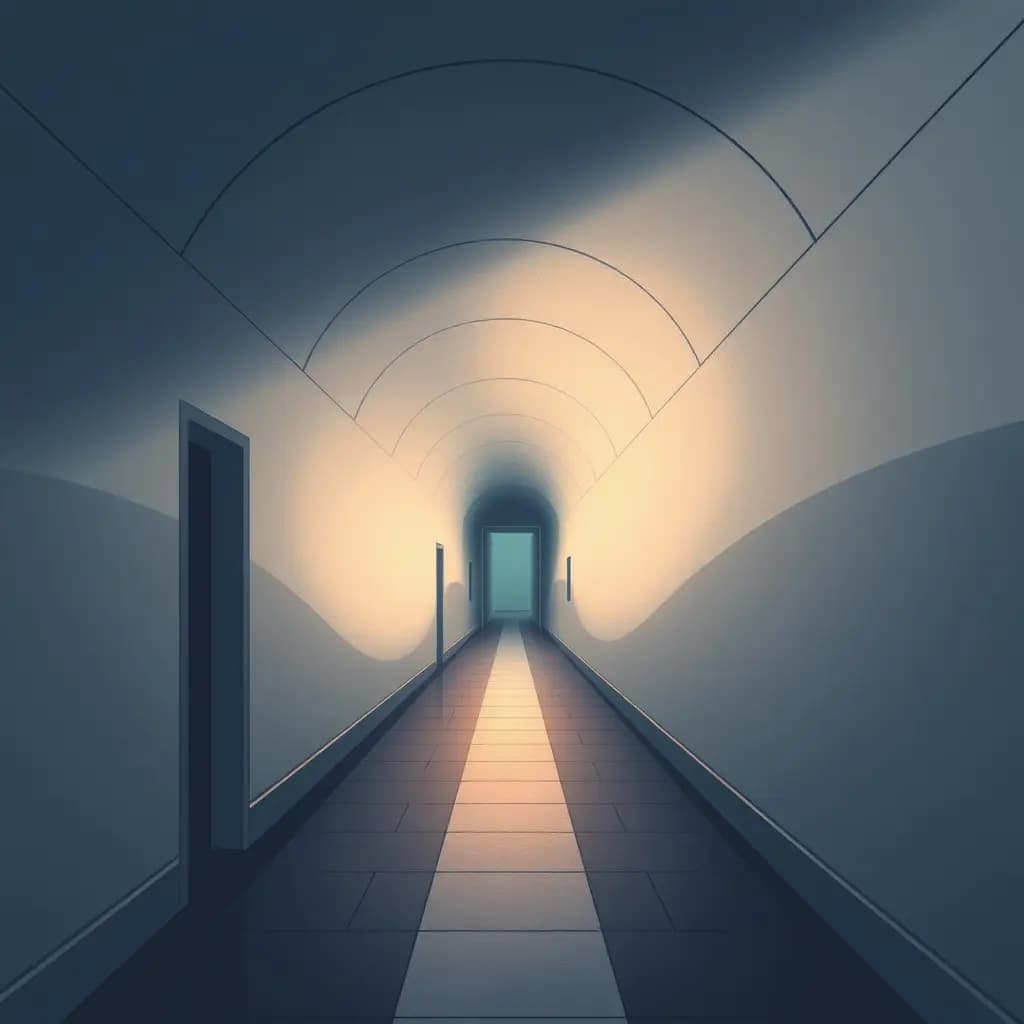 Dream illustration: A winding hallway that never ends