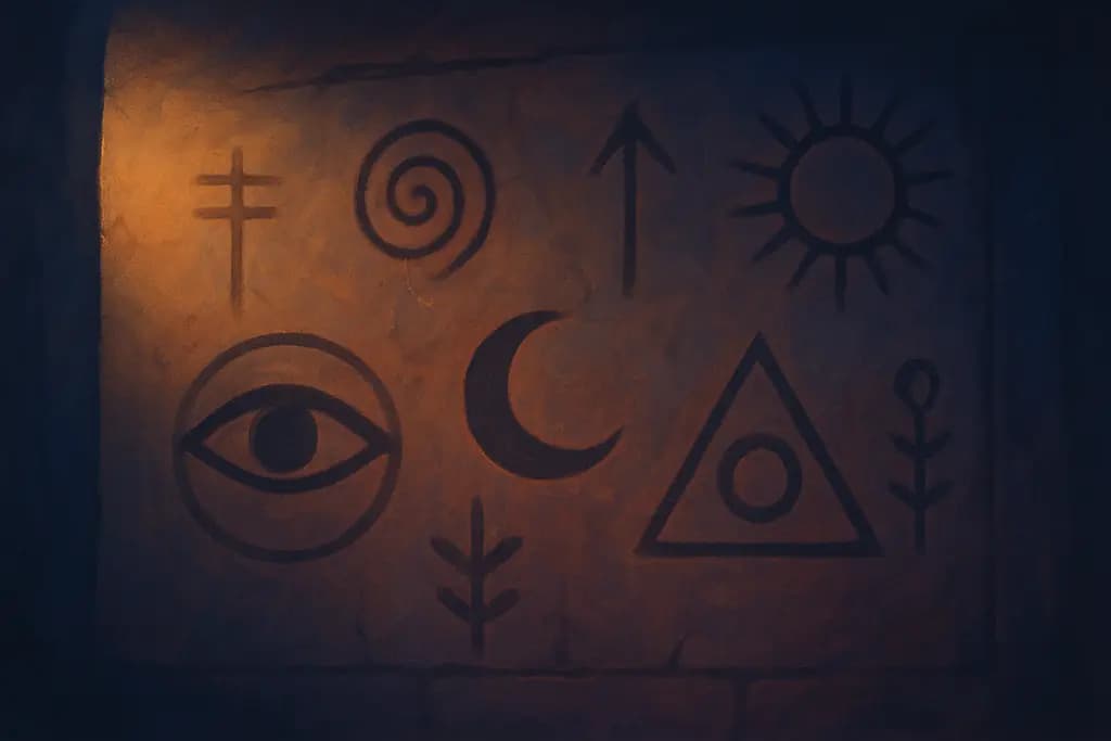 Dream illustration: Ancient symbols on walls