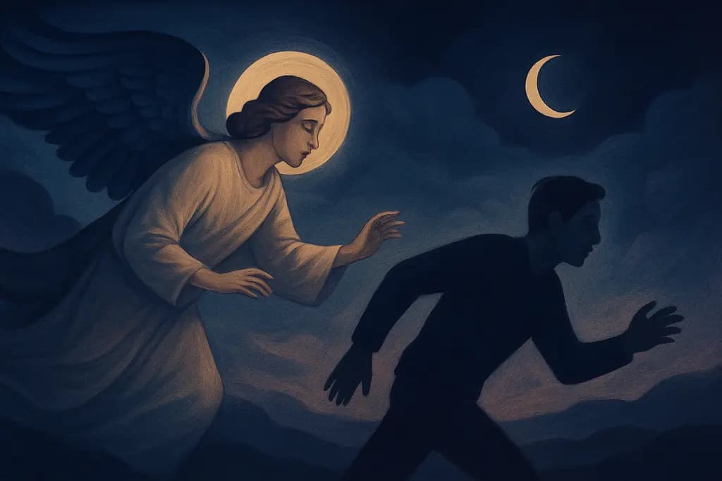 Dream illustration: angel appearing and chasing me in dream