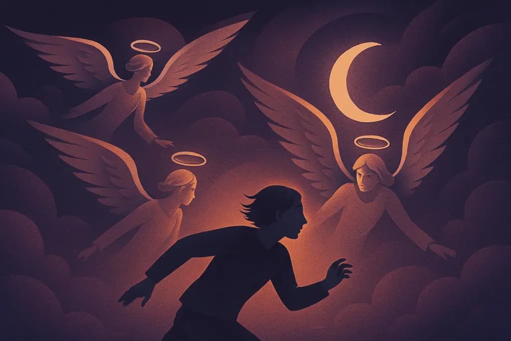 Dream illustration: angels appearing and chasing me in dream