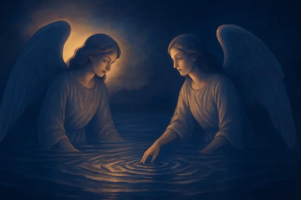 Dream illustration: angels appearing in water dream meaning