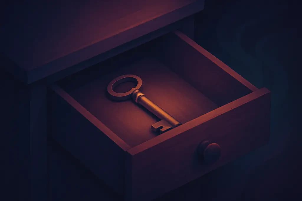 Dream illustration: Antique key in a drawer