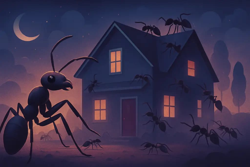 Dream illustration: Ants invading a house