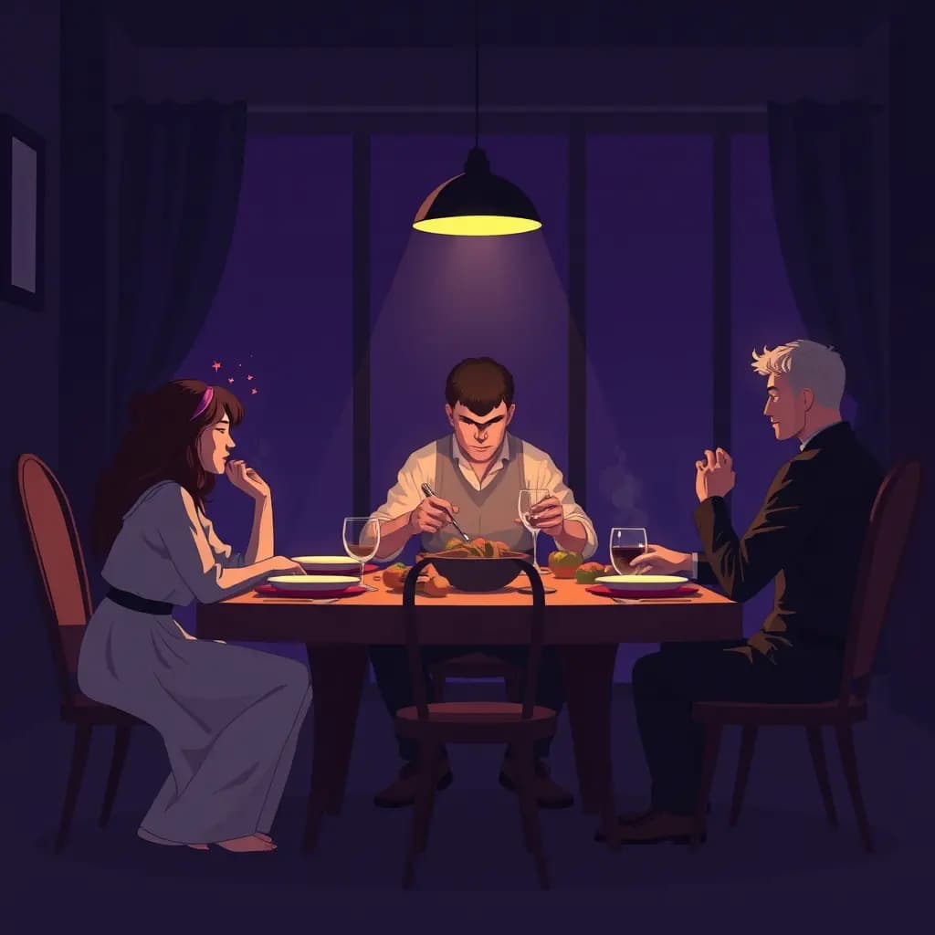 Dream illustration: Arrested at family dinner