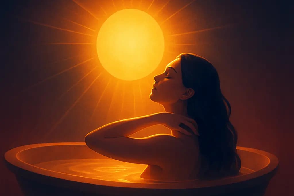 Dream illustration: Bathing in golden light