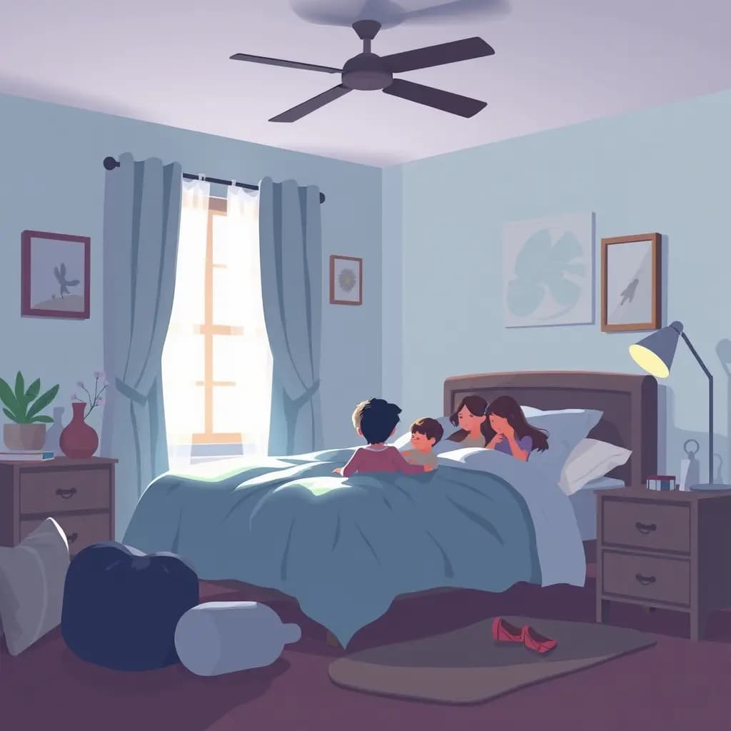 Dream illustration: Bedroom filled with strangers
