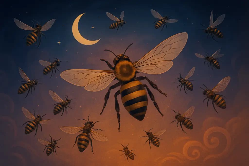 Dream illustration: Bees or wasps swarming