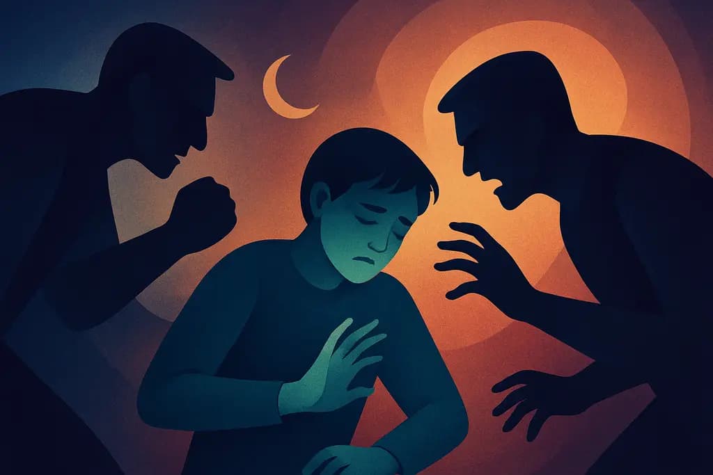Dream illustration: being attacked by two people dream