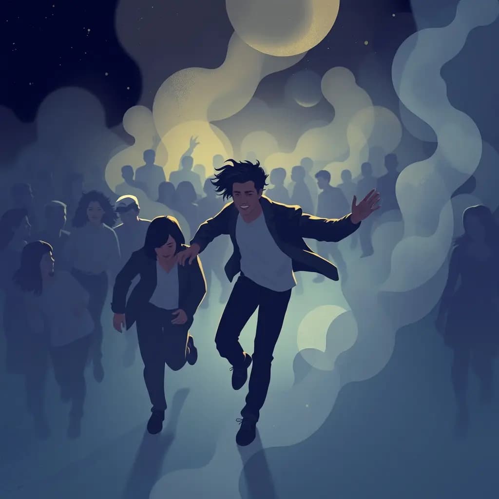 Dream illustration: Being chased by a crowd