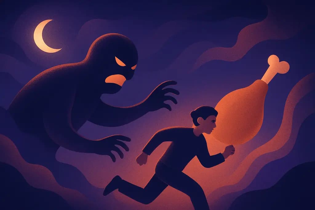 Dream illustration: being hungry in a dream chasing me