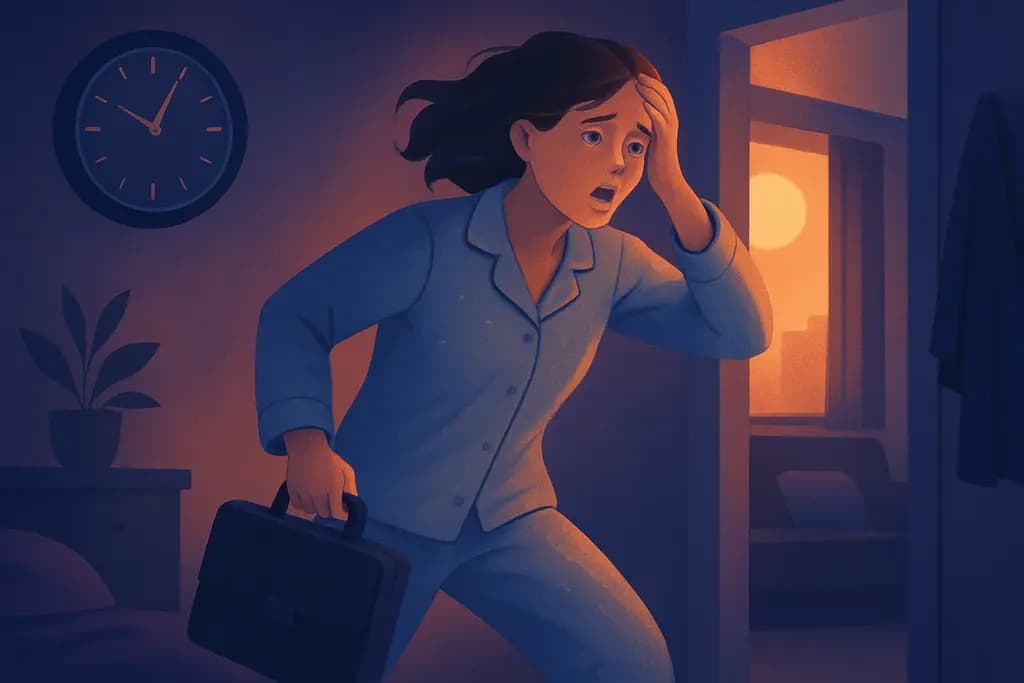 Dream illustration: being late for work in pajamas